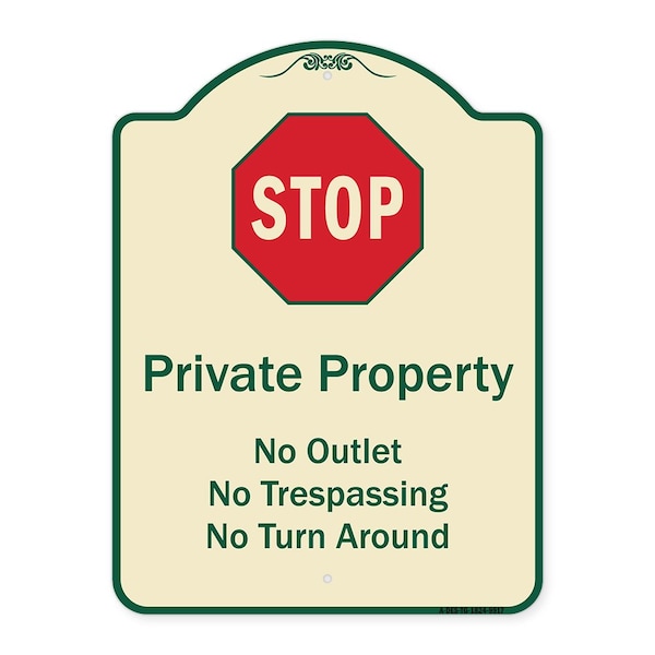 Signmission Designer Series-Private Property No Outlet No Trespassing Or Turn Around With, 24" H, TG-1824-9917 A-DES-TG-1824-9917 - main